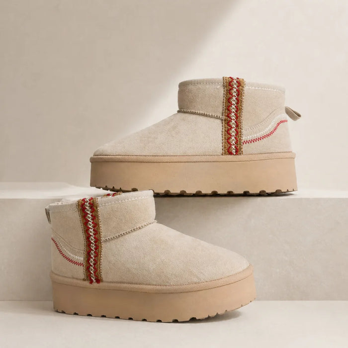 Signature Mini Boots - Cream Stitch