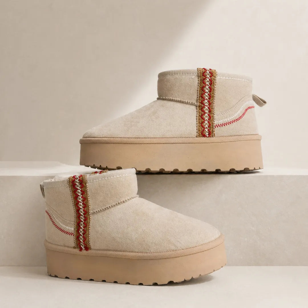 Signature Mini Boots - Cream Stitch